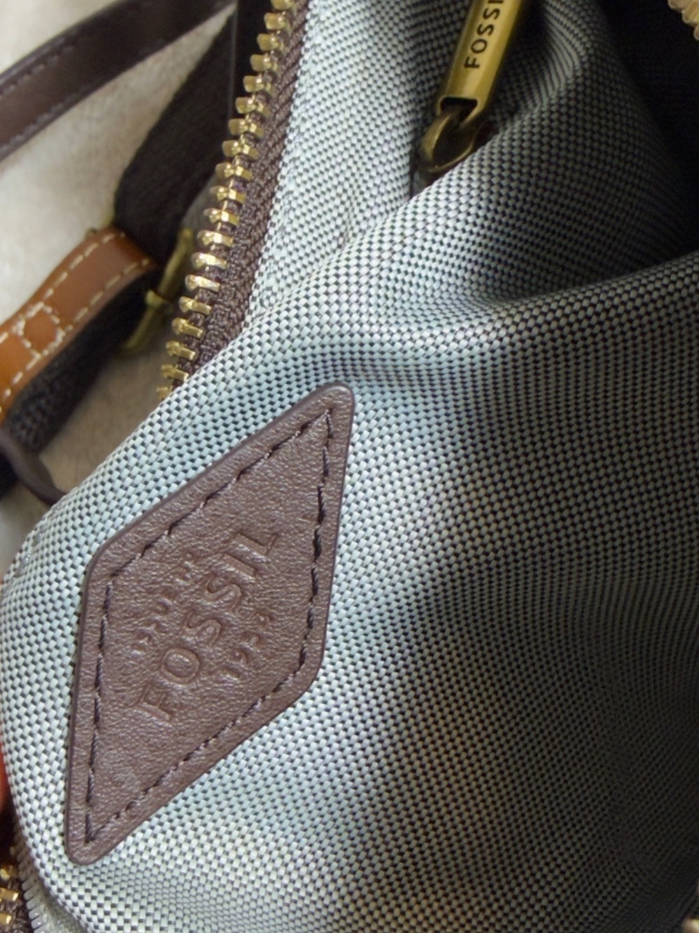 Fossil Jolie Brown Pebbled Leather Baguette Shoulder Bag - Picture 10 of 15